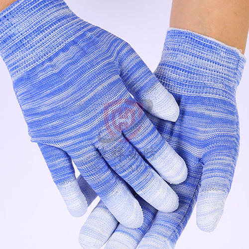 Nylon PU coated finger gloves black thin gloves labor protection anti-slip wear-resistant work dipped rubber coated leather breathable hand-fitting gloves