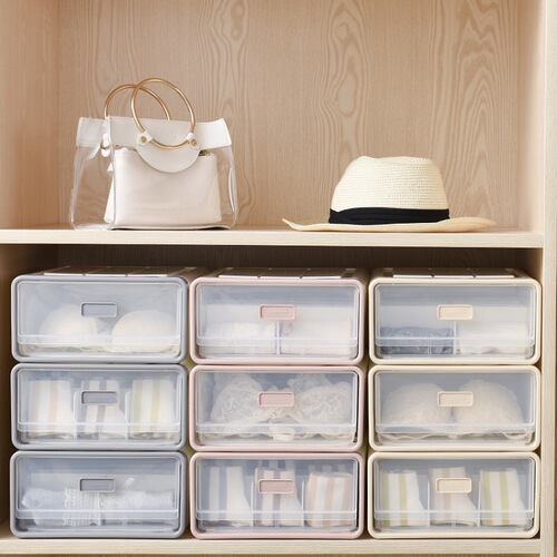 Creative plastic dormitory multi-grid drawer-style underwear storage box, pants socks bra organizer, wardrobe storage
