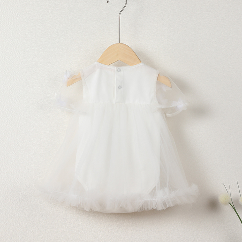 新生婴儿短袖连体衣棉夏立体花朵宝宝连体爬服一件代发婴儿装