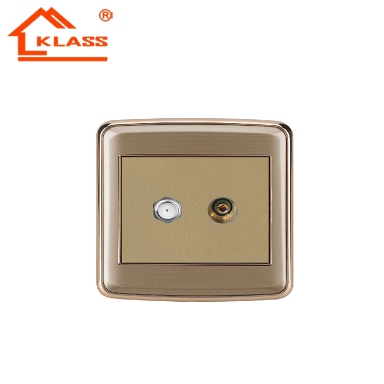 英式外贸厂家出口86型不锈钢拉丝墙壁插座有线卫星电视插座