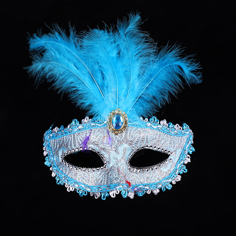 羽毛面具 饰品万圣节女士化妆舞会面具跨境专供羽毛绒毛羽毛面具