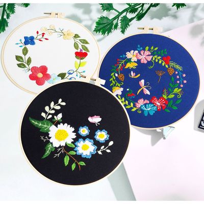 跨境入门刺绣DIY布艺十字绣材料包欧式绣框画套件英文欧绣刺绣