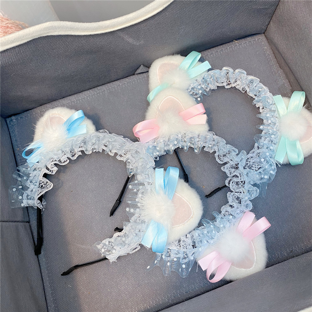 Cute Cat Ears Lace Headband display picture 4