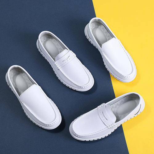 White Soft-Sole Non-Slip Hospital Work Shoes for Male Nurses, Breathable and Comfortable, Men's Casual Thick-Sole Shoes, One Piece Drop Shipping