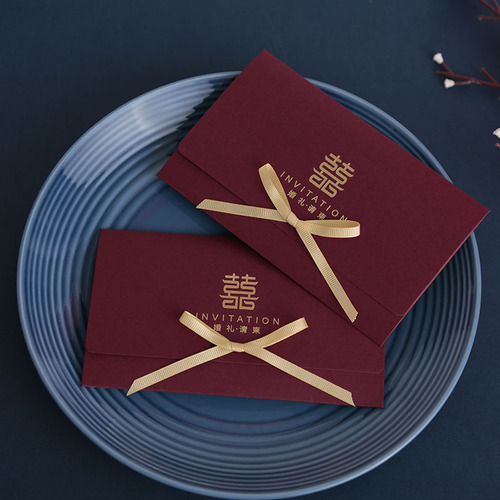 Creative Chinese-style red wine wedding invitation, custom-made for online influencers,  wedding invitation manufacturer, wholesale.