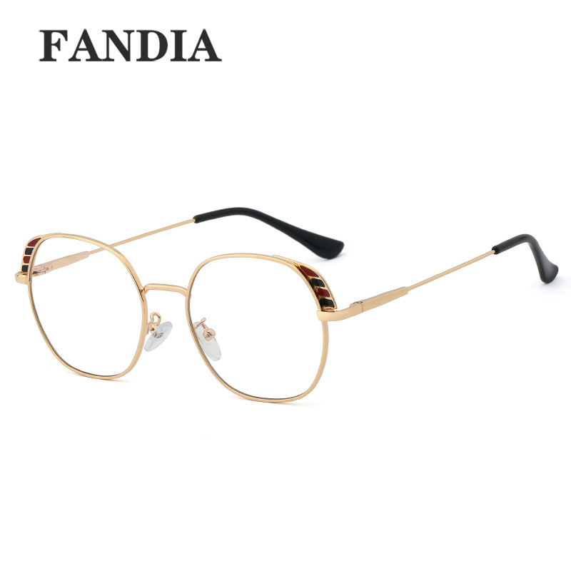 95651 New Retro anti blue light glasses metal frame flat lens can be equipped with myopia, computer glasses in stock