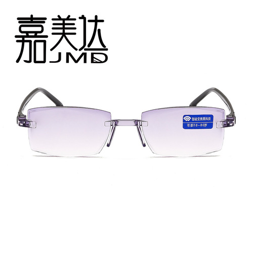 New edge-cut smart zoom reading glasses, smart black technology reading glasses, anti-blue light frameless reading glasses 803