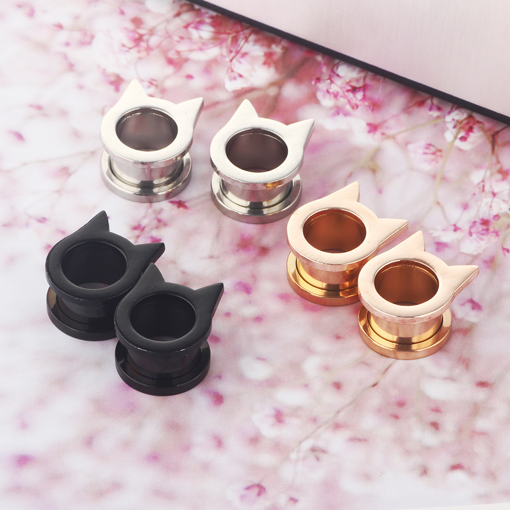 Rose Gold 16mm Stainless Steel Bat Shape Ear Expander Fashion Trendy Men's Women Earrings detail image 8