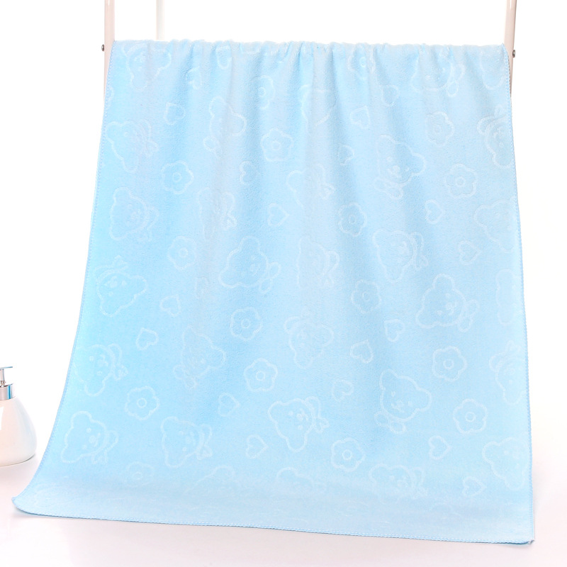 Fine fiber bath towel embossed bear bath towel, soft and absorbent multi-color commercial supermarket gift_voghion.com