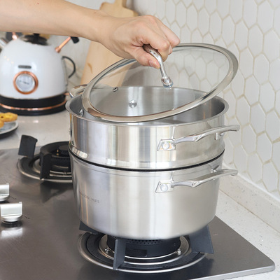 stainless steel household Soup pot steamer Imported ILAG Coating reunite with Steel and aluminum Electromagnetic furnace Gas stove apply