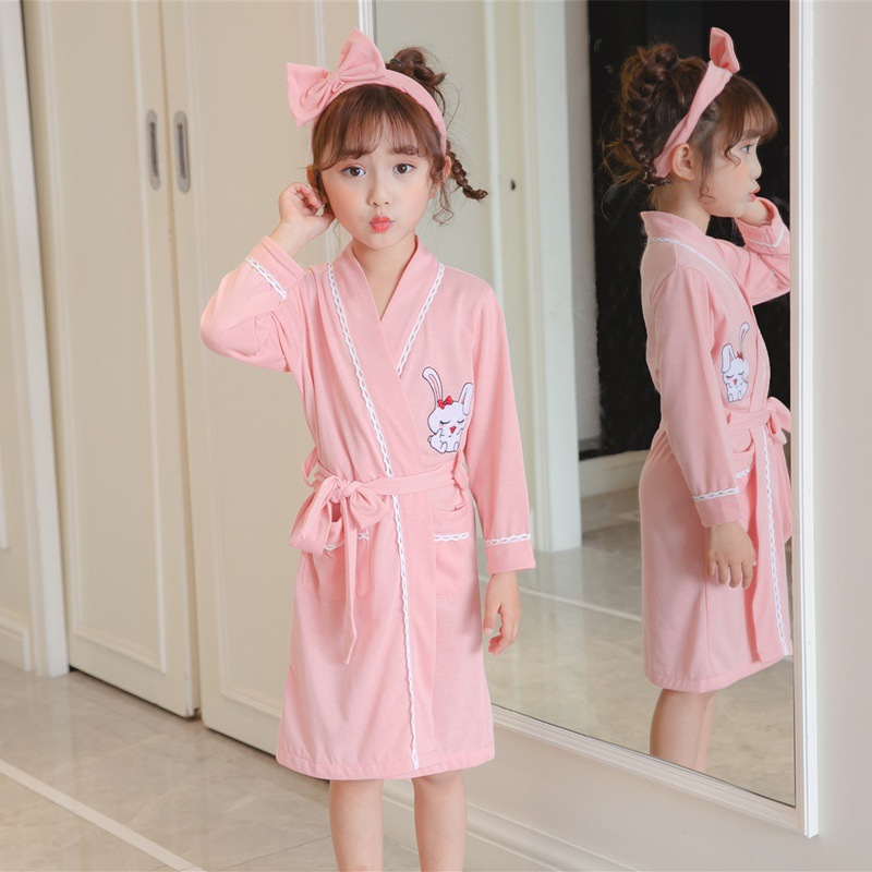 Girls' Nightgown Spring and Autumn Long Sleeve Thin Cotton Children's Nightgown Princess Cartoon Baby Girl's Home Clothes Pajamas