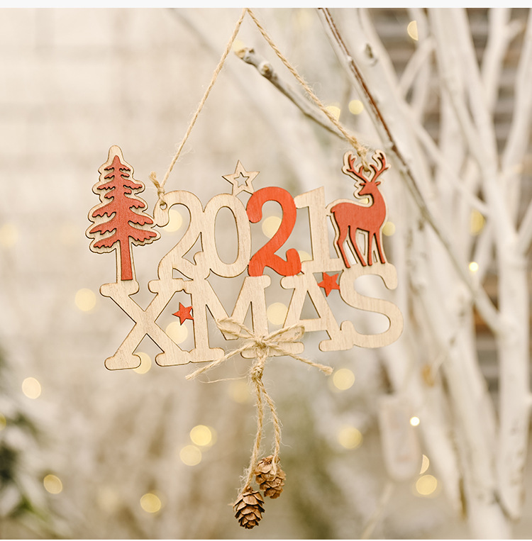Christmas Decoration Letter Card Wooden Pendant display picture 5