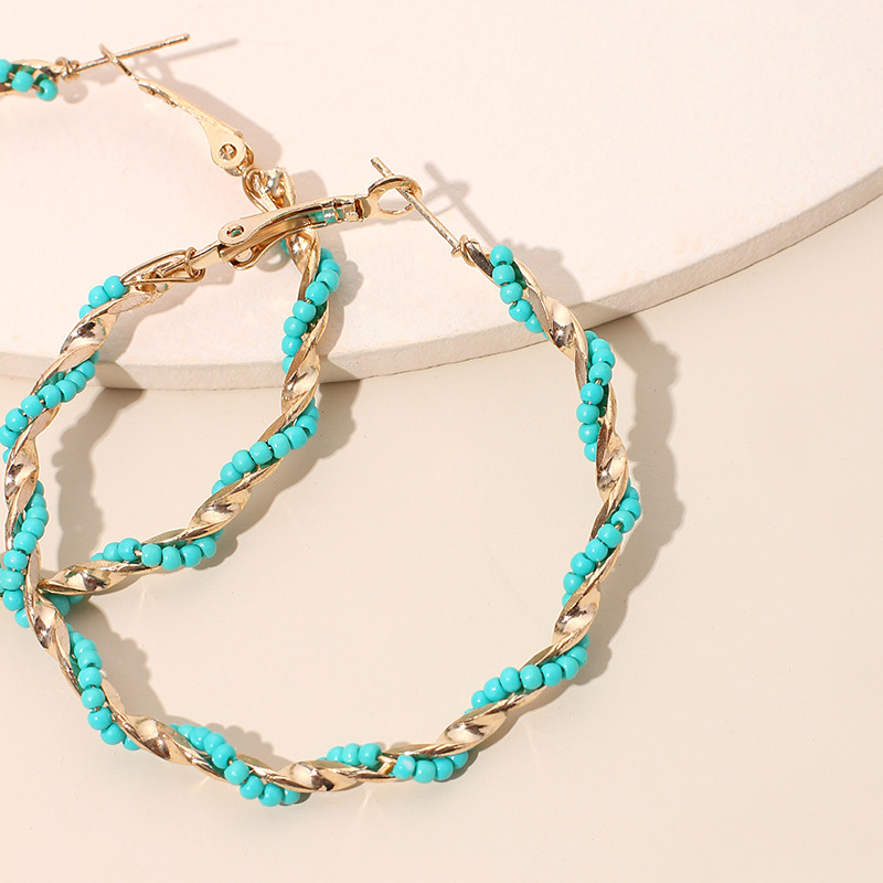 New exaggerated big circle trendy bohemian round bead earrings for women