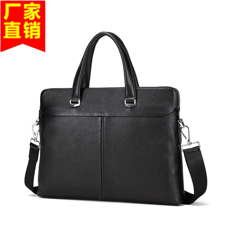 New Men's Leather Briefcase 14inch Portable Laptop Bag Horizontal Style Cowhide Business Office Bag Wholesale New Men's Leather Briefcase 14inch Portable Laptop Bag Horizontal Style Cowhide Business Office Bag Wholesale