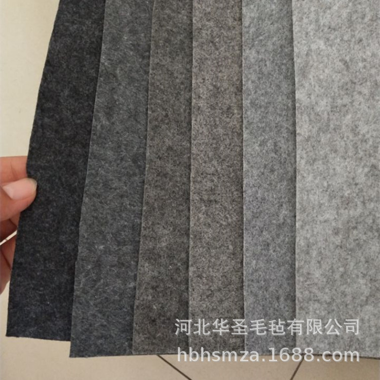 2mm阻燃毛毡 中灰色软rpet针刺无纺阻燃棉 隔热温平面不织布料
