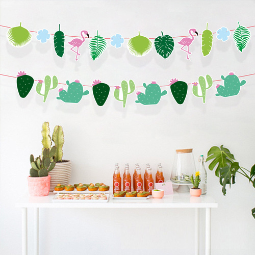 2024 New Animal Birthday Flag Party Decoration School Kindergarten Children's Day Cartoon Flower Hanging Flag