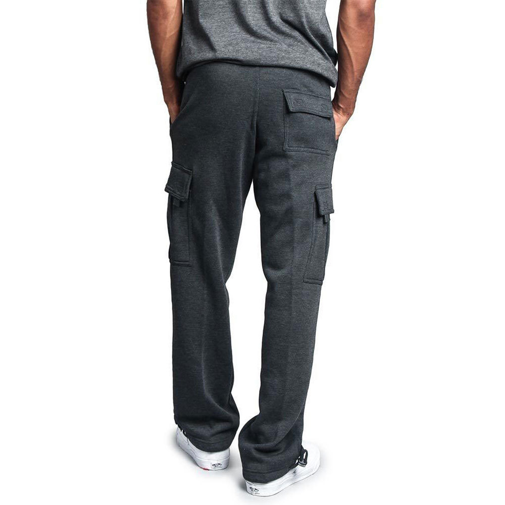 Pantalon de travail décontracté en polaire pour homme, idéal pour l'automne et l'hiver, style multipoches, grandes tailles, coupe ample._voghion.com