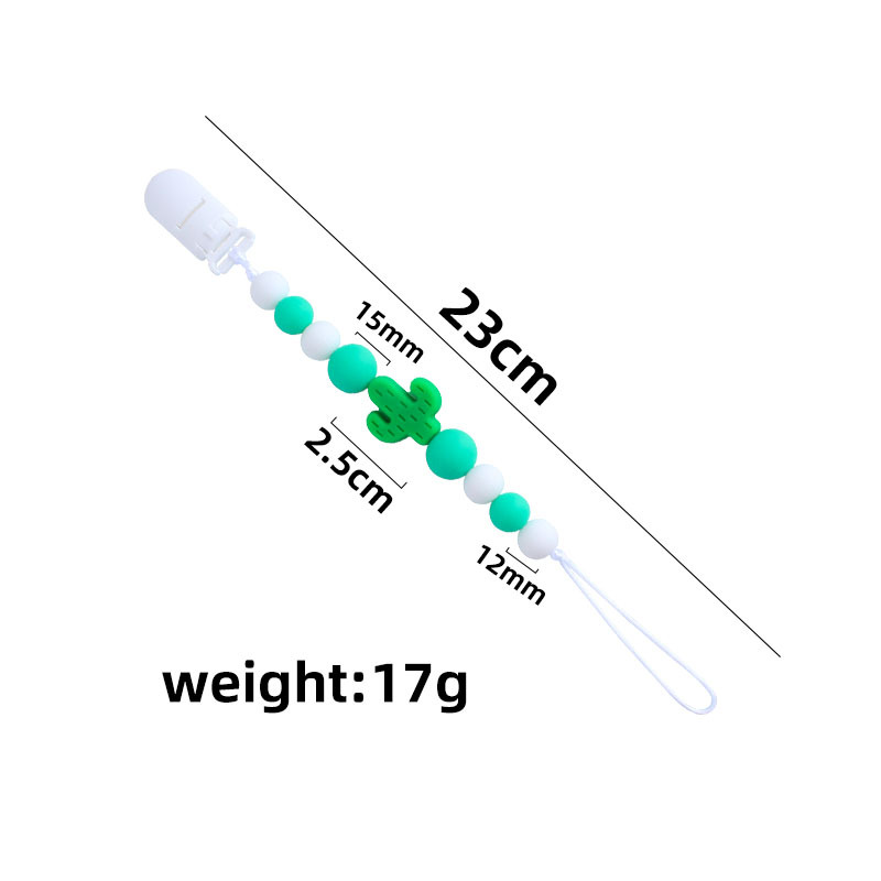 Bebé plástico chupete clip bebé calmante silicona cactus chupete cadena anti-gota cadena Amazon nuevo caliente