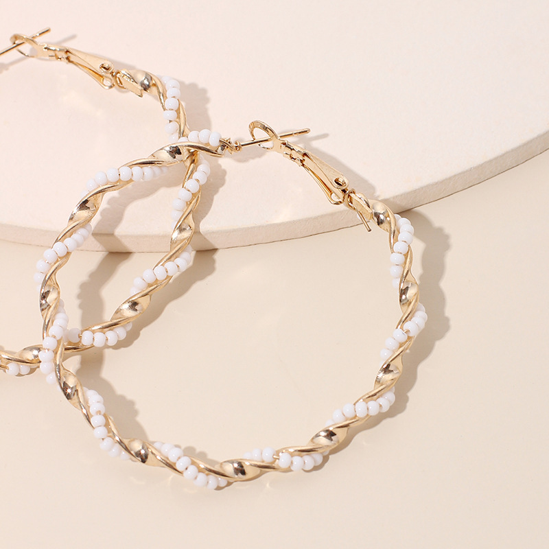 New exaggerated big circle trendy bohemian round bead earrings for women