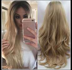 跨境热销长卷发 欧美外贸女时尚染色金色渐变化纤发厂家现货批发