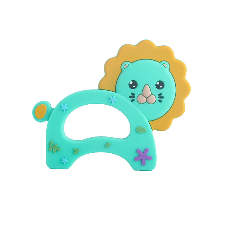 Pequeño León de dibujos animados bebé teether stick de silicona de grado alimenticio bebé juguete molar