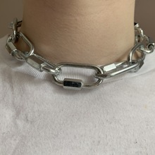 欧美跨境饰品 嘻哈金属链扣链接项链 黑暗系复古哥特个性潮酷