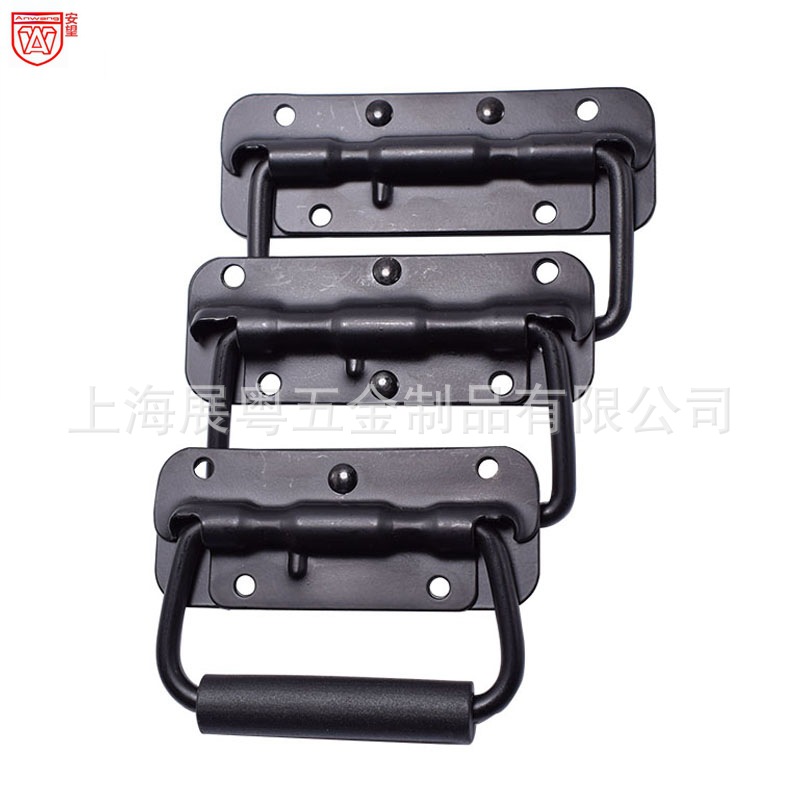 Amwang hierro negro resorte plegable mango caja de herramientas móvil mango caja de madera anillo mango caja de equipos industriales mango