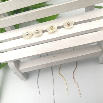 Zifeng s925 Sterling Silver Ear line Korean Edition Simplicity fashion personality white Shell Bowl Bubble Box chain Ear line