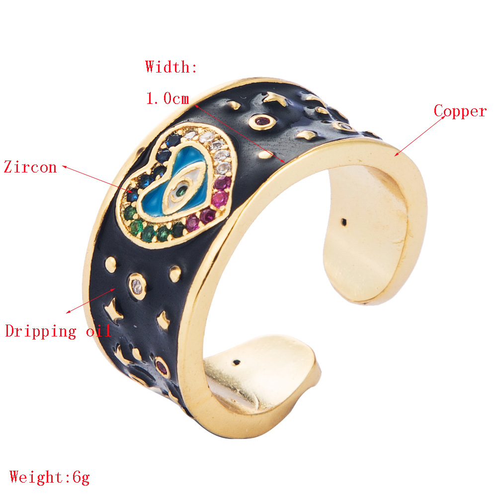 Europäische Und Amerikanische  Fashion Ring Grenz Überschreitende Übertriebene Accessoires Kupfer Mikro Eingelegte Farbe Zirkon Ring Überzogen 18 Karat Gold Hands Chmuck display picture 1