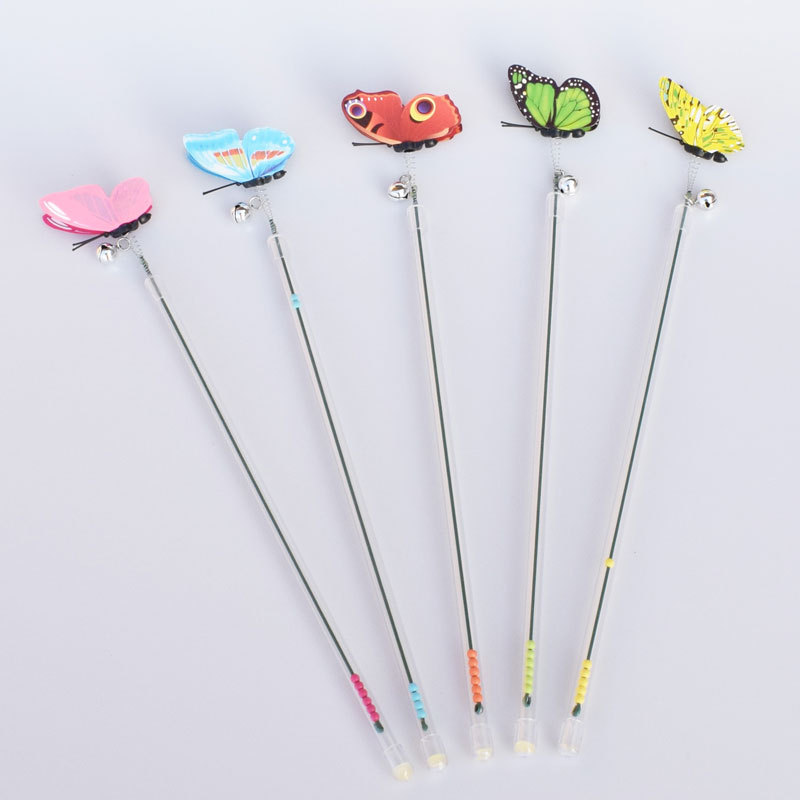 Cat toys telescoped funny cat roll spring butterfly telescopic funny cat rod induced cat grab fun cat supplies