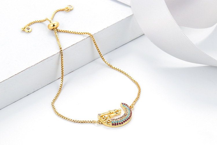 10g Weight Bracelets Classification Anniversary, Business, Travel Occasion Copper Material Geometric Pattern Women'S Gender Fashion Style Fashion Rainbow Zircon Geometric Pull-out Bracelet 11
