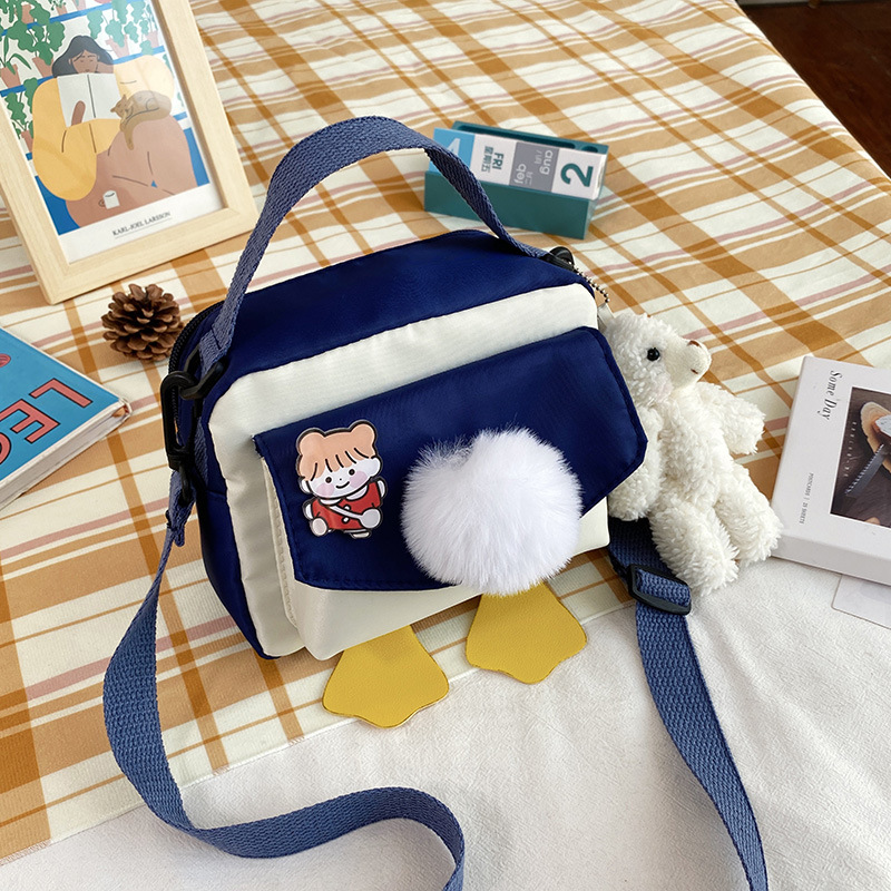 Creative and personalized duck-butted single-shoulder small square bag for women 2021 cross-border bag canvas mobile phone coin purse undefined