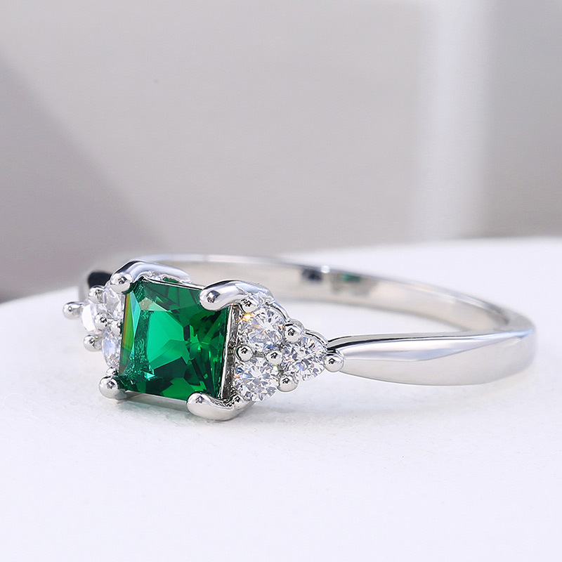 Copper Material Square Pattern Women'S Gender Square Copper Fashion Rings