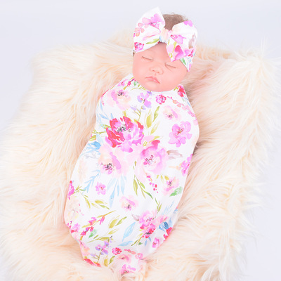 儿童发带抱毯套装 宝宝包裹毯  baby swaddle and headband|ms