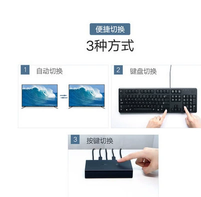 绿联 50744 HDMI KVM Switch 2 Host Synchronous sharing device 4K HD USB2 Port for Two