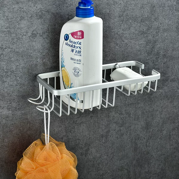 High and low soap rack space aluminum wall hanging soap net with hook soap basket aluminum wire rectangular bathroom basket