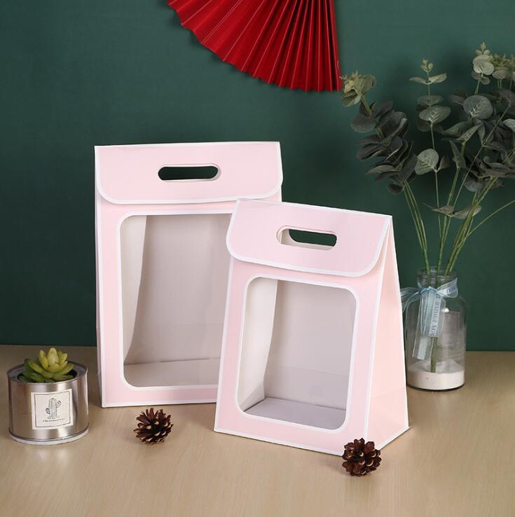 En stock Bolsa de regalo de Navidad bolso de la ventana Nochebuena Apple embalaje caja de cartón regalo de mano caja de dulces bolsa de regalo