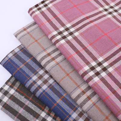 直壹现货批发 21S棉磨毛色织斜纹格子布 衬衫连衣裙男女童装料