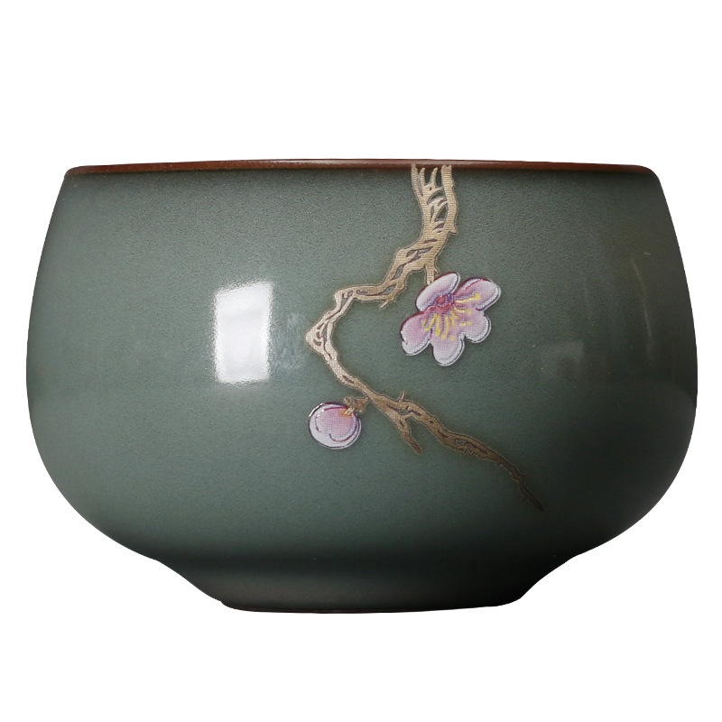 Horno oficial celadón taza de té de cerámica solo maestro taza individual pieza abierta nutritiva taza de té Kung Fu juego de té taza