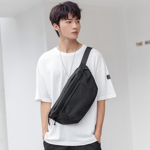 Men's crossbody bag, men's trendy brand casual cross bag, Japanese versatile large capacity Hong Kong style street chest bag, men's waist bag