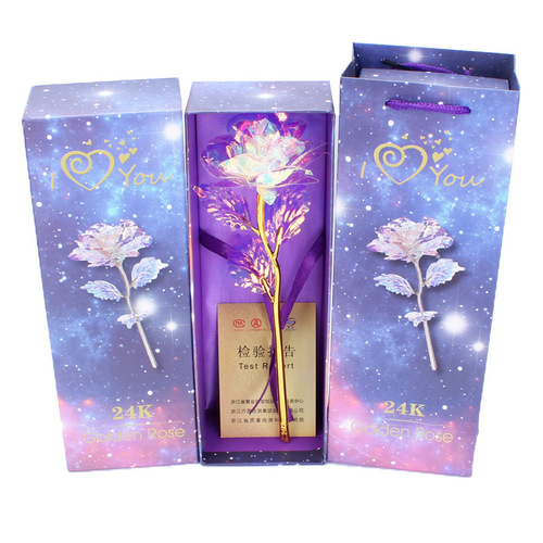 Imitation 24K gold foil flower rose Valentine's Day gift box color gold flower gold-plated rose gift cross-border supply