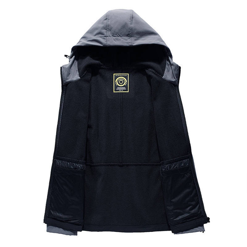 Chaqueta a juego de color casual para hombres de terciopelo Delgado transfronterizo primavera y otoño chaqueta con capucha de viaje al aire libre carga soft shell top