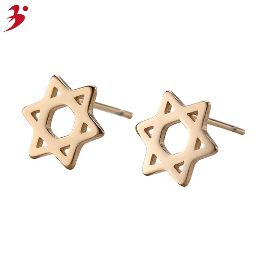 Factory Direct Sales Stainless Steel Personality Six-pointed Star Earrings Star Earring Simple and Personalized in Internet Famous Korean and Japanese Style Accessories 