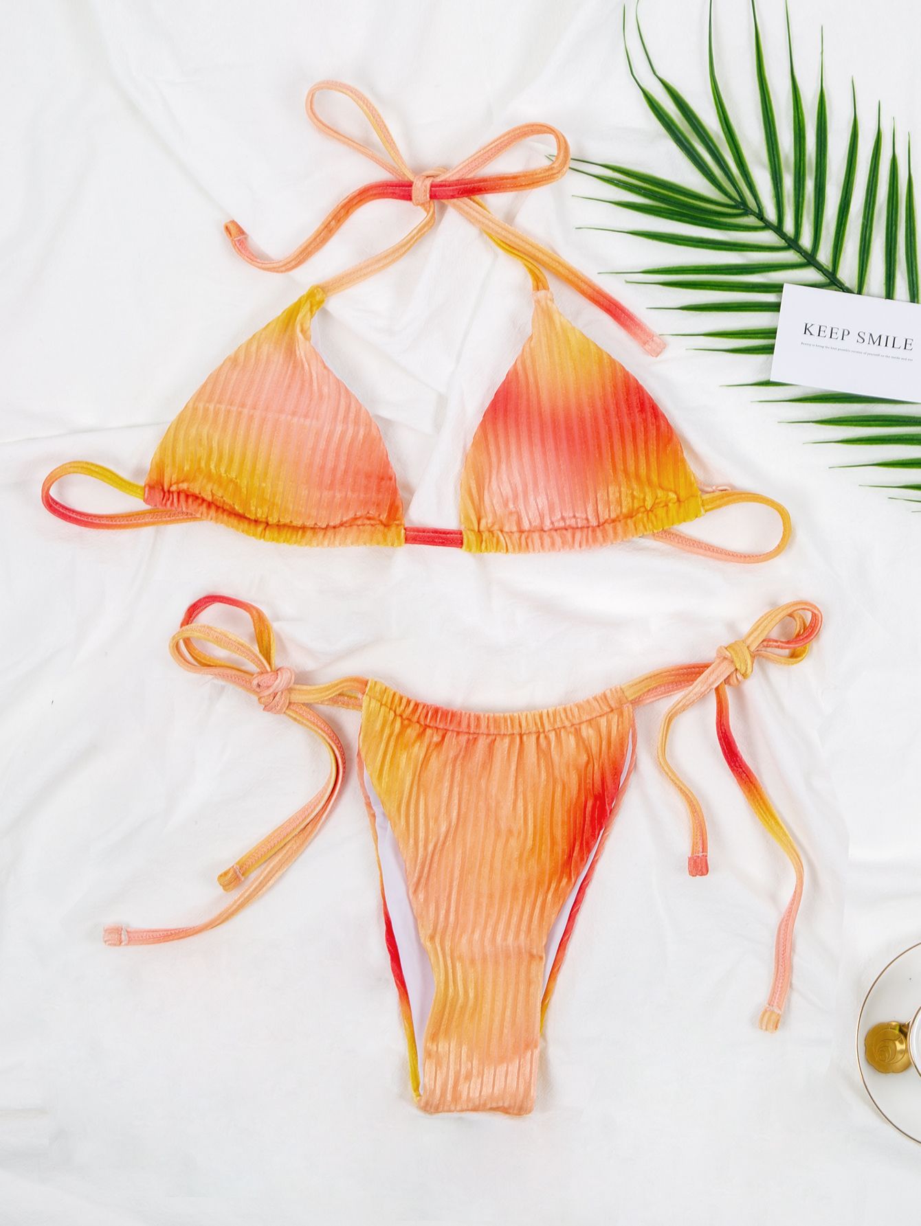 new multicolor knitted velvet lace split bikini swimsuit NSDYS54012