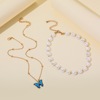 Blue universal pendant, fashionable necklace from pearl, Japanese and Korean