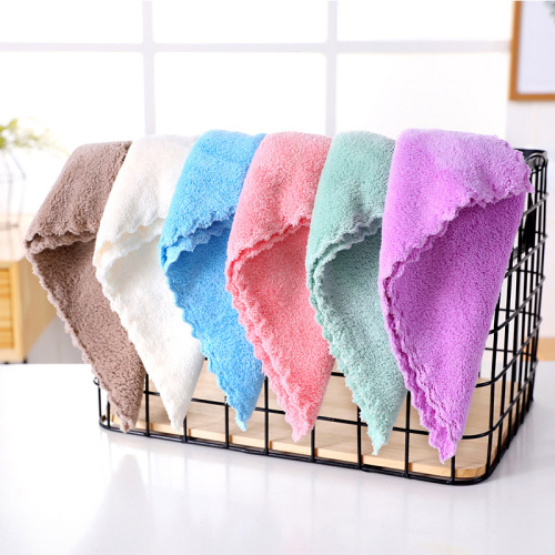 Yichang new coral velvet square towel, soft and absorbent face wash hand towel, kitchen cleaning towel, multi-purpose small square towel