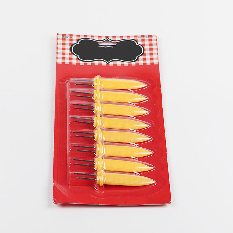 Directo de fábrica de acero inoxidable Tenedor de maíz palo barbacoa aguja de maíz anti-scald barbacoa tenedor de carne Tenedor de fruta