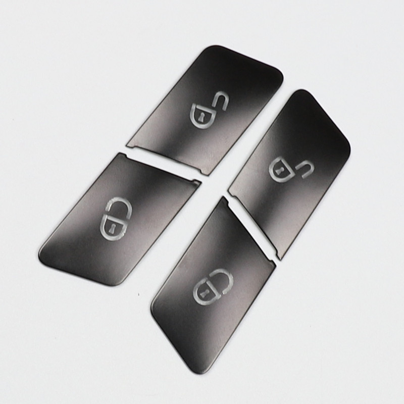 Adecuado para Mercedes-Benz viejo e C-clase GLk GL ml GLE modificación interior puerta del coche interruptor bloqueo negro botón etiqueta