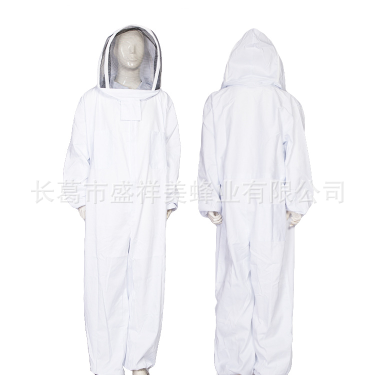 盛祥色太空服透气蜂衣蜜蜂蛰白色连体蜂服带太空帽现货批发