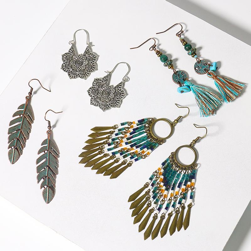 Retro Leaf Alloy Plating Women's Drop Earrings 1 Pair display picture 3